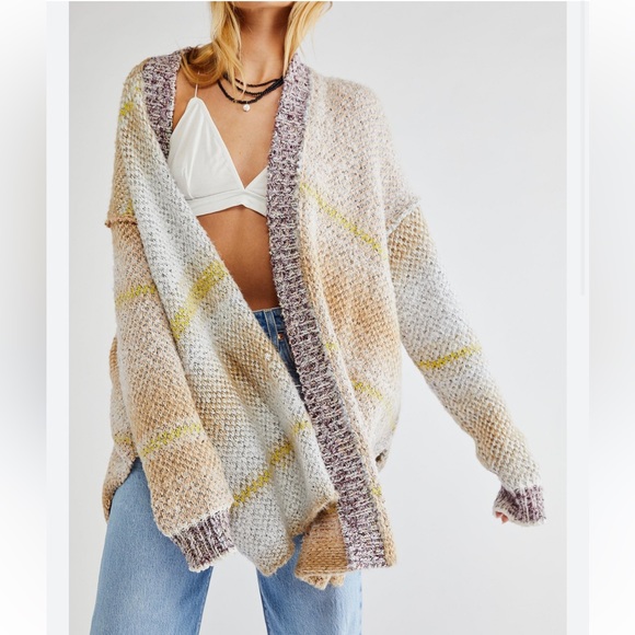 Free People Sweaters - Free People Daydreamer Oversized Open Front Cardigan Sweater Angel Food Size XS